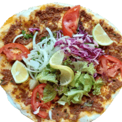 71. Lahmacun - mit Dönerfleisch, Salat und Soße